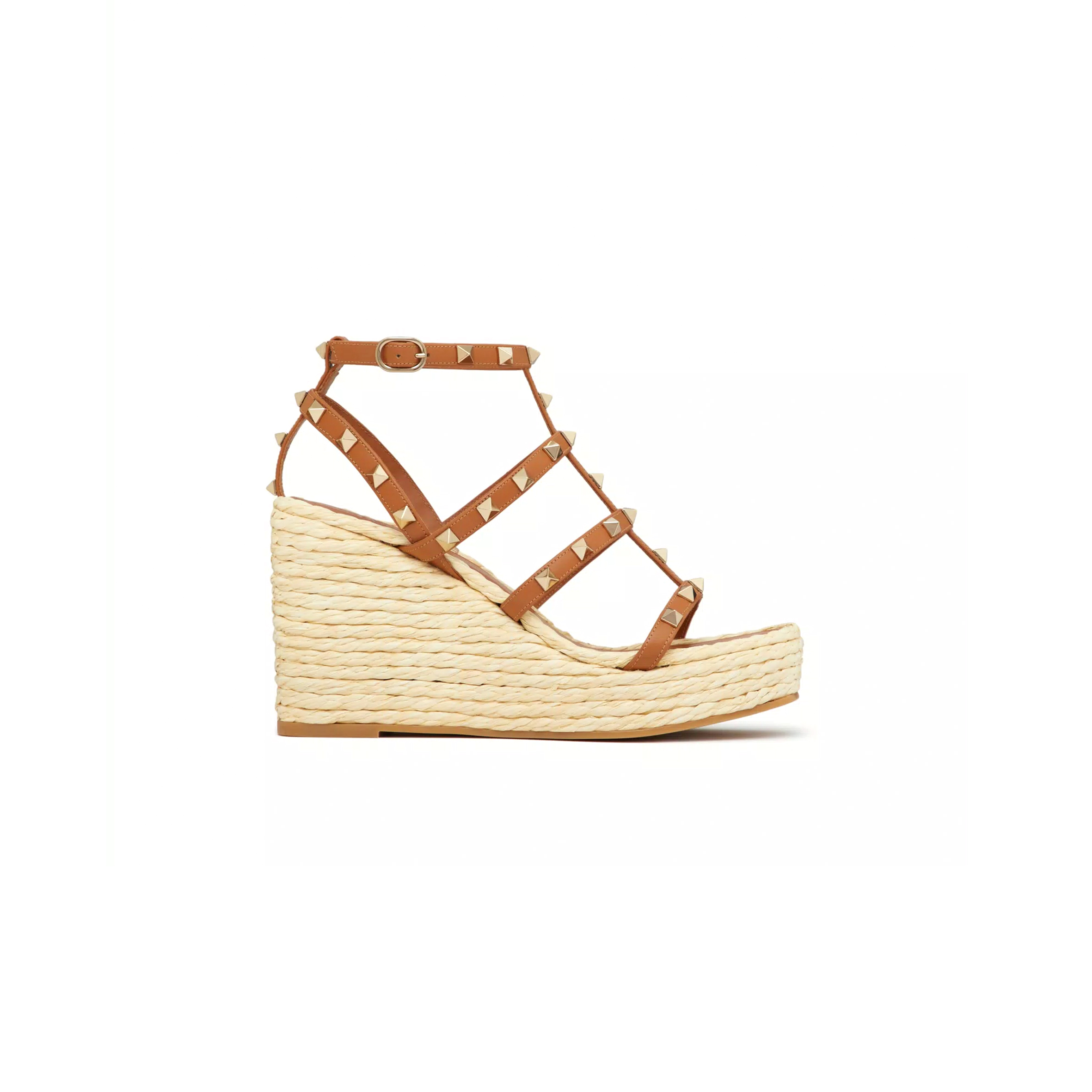 VALENTINO ROCKSTUD WEDGE SANDAL WITH CALFSKIN STRAPS 95MM 4W2S0F95ZNL_ZT6